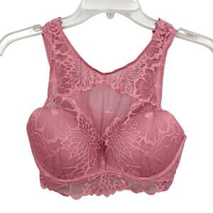 Pink by Victoria's Secret Bralette Size Small Pink Lace Pullover Padded